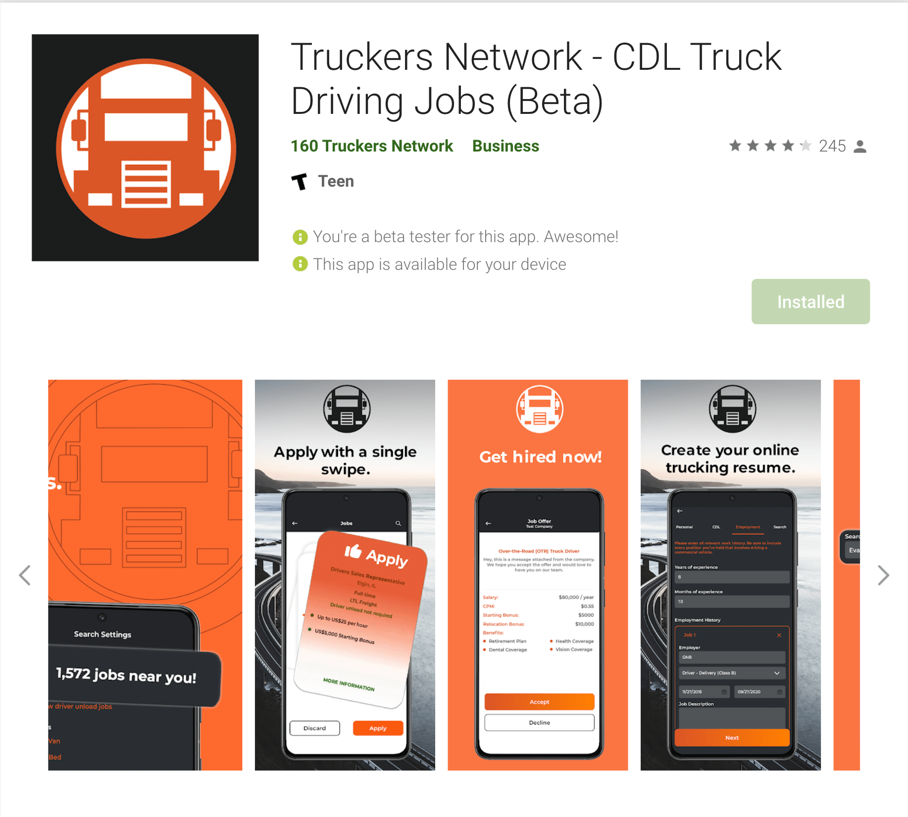 Trucker's Network App